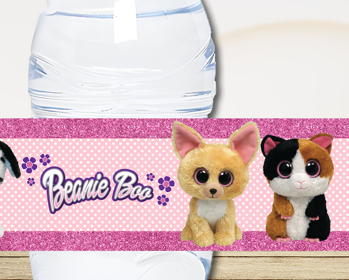 Beanie Boo Water Bottle Labels – Instant Download Party Decor for DIY Birthdays