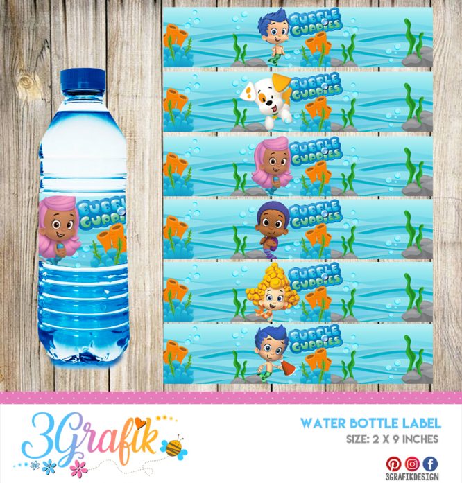 Bubble Guppies – Water Bottle Label – Printable