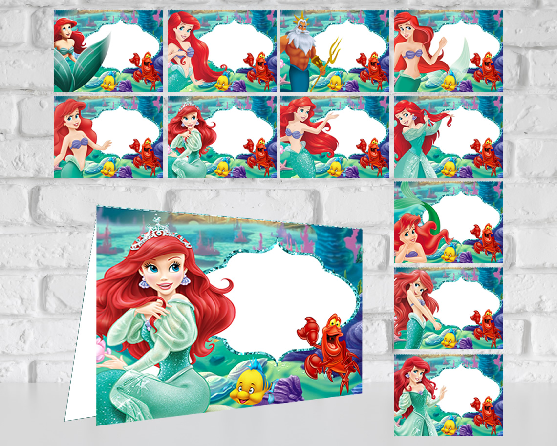 Ariel The Little Mermaid Food Tent Cards