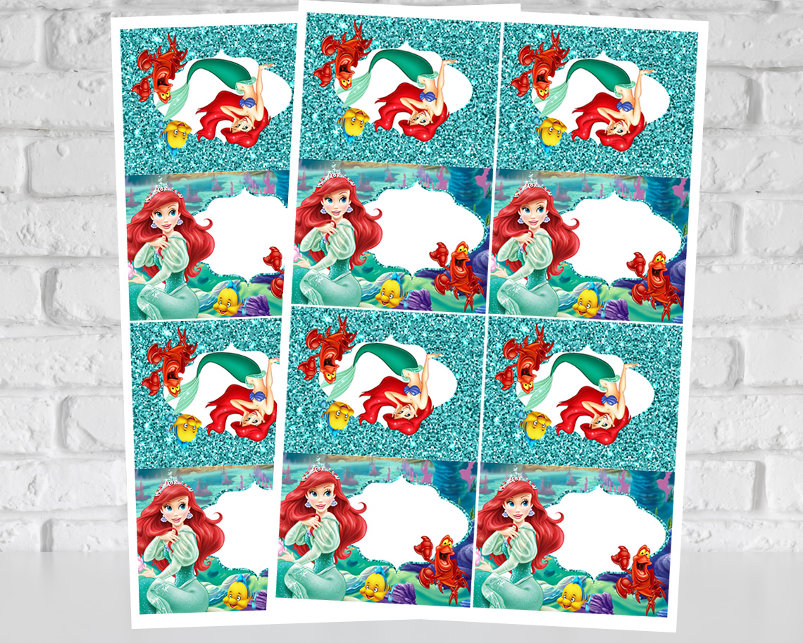 Ariel The Little Mermaid Food Tent Cards