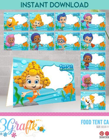 Bubble Guppies Food Tent Cards Printable