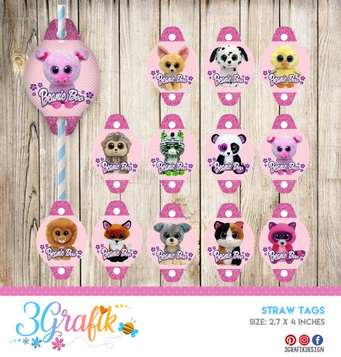 Beanie Boo – Straw Tags – Printable