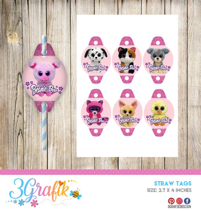 Beanie Boo – Straw Tags – Printable