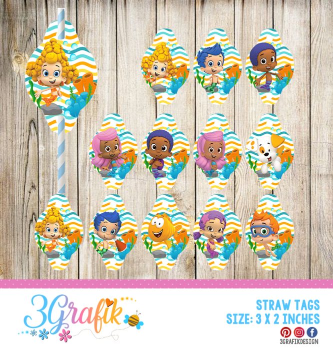 Bubble Guppies – Straw Tags – Printable