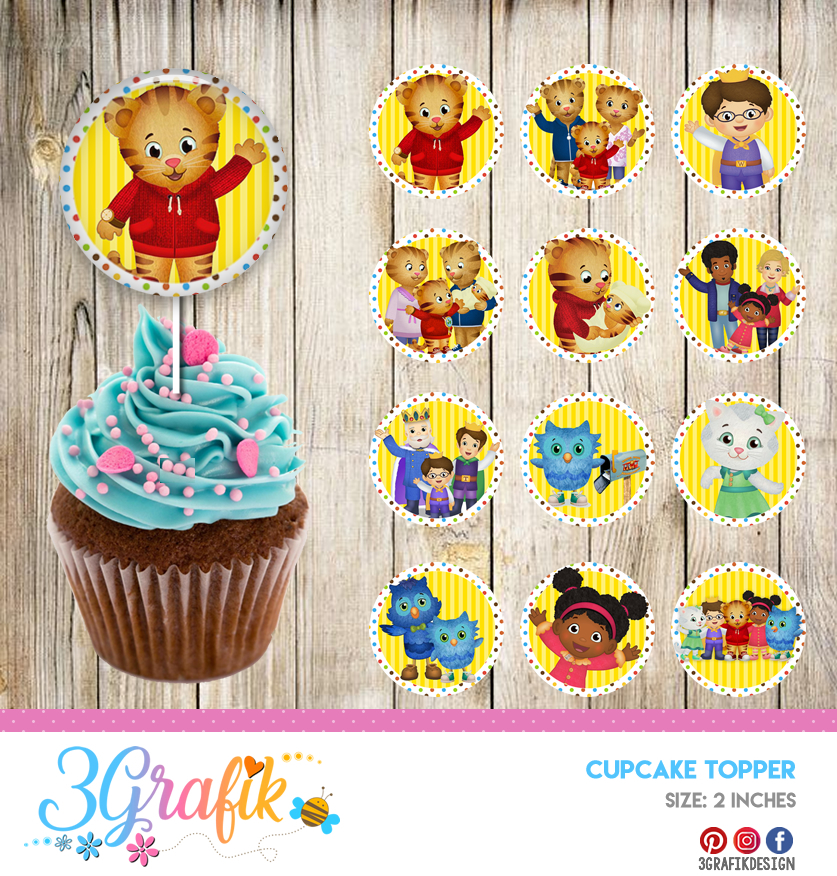 Daniel Tiger Officially Licensed 24 Cupcake Topper anneaux NEUF 