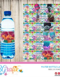 Trolls – Water Bottle Label – Printable - 3Grafik
