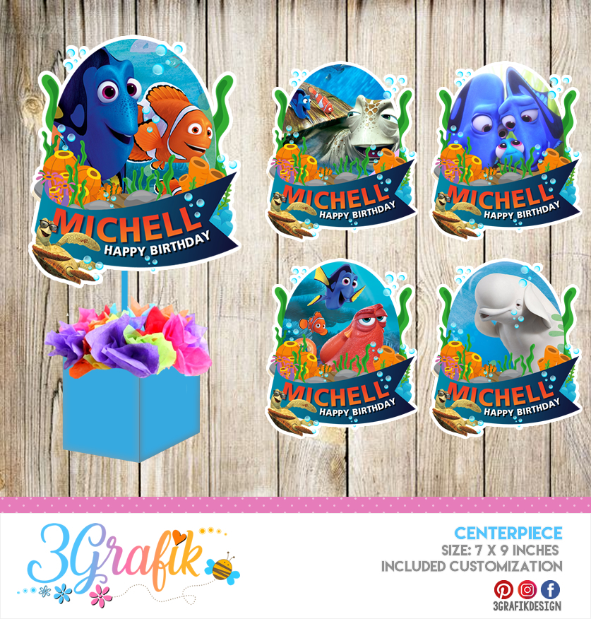≫ Finding Dory Centerpiece: Online Editable Template