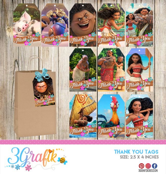 Moana – Thank You Tags – Printable - 3Grafik