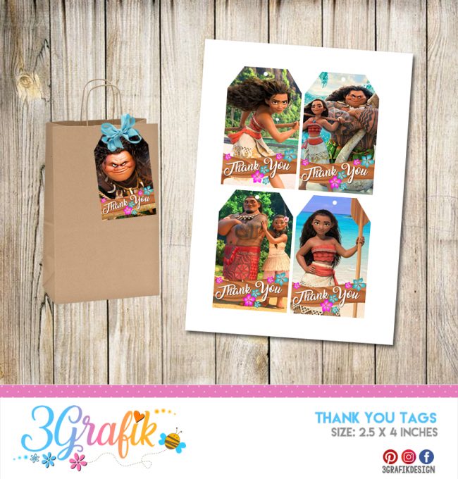 Moana – Thank You Tags – Printable - 3Grafik