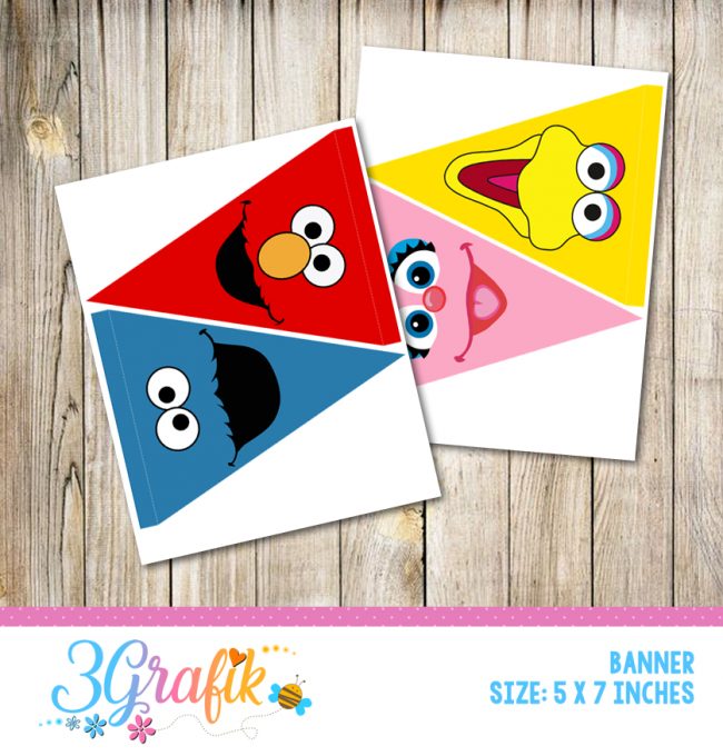 Sesame Street Triangle Banner – Banners and Garlands – Printable - 3Grafik