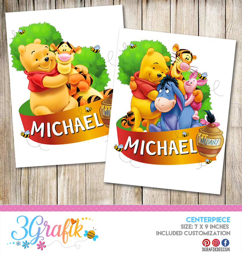 Winnie Pooh – Centerpiece – Printable - 3Grafik