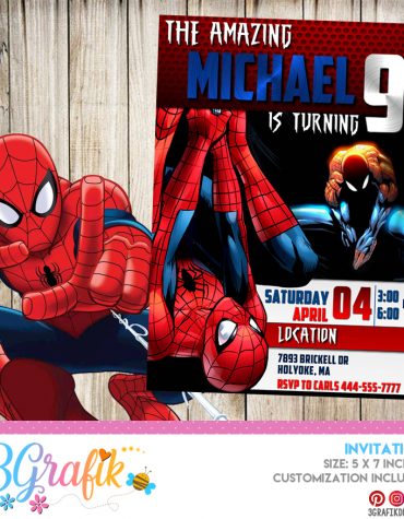 ▷ Spiderman Invitation: Online Editable Template