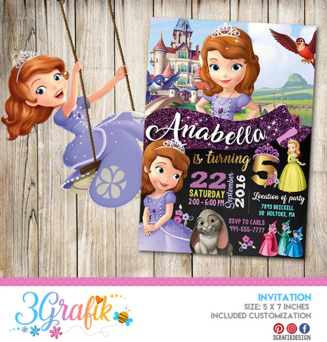 Princess Sofia – Printable – Invitation - 3Grafik