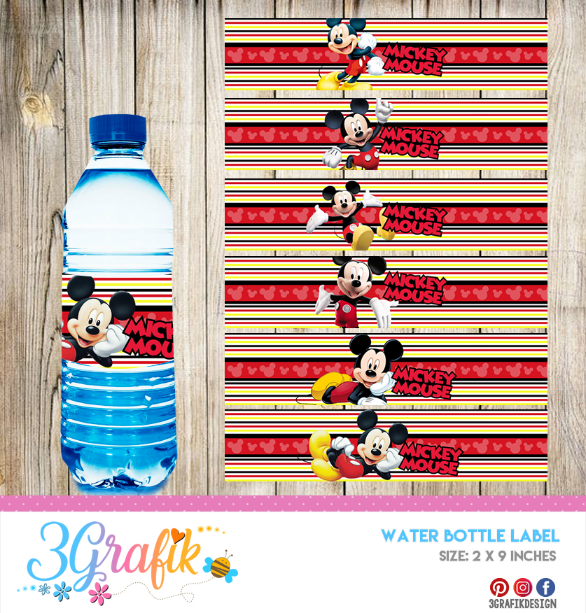 mickey mouse water bottle label printable 3grafik