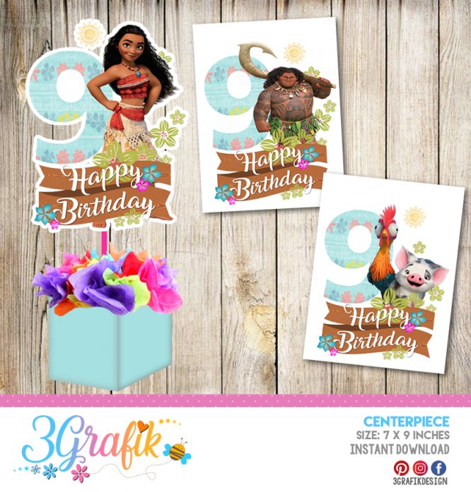 Moana 9th – Centerpiece – Printable