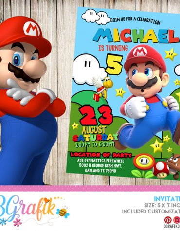 Super Mario Bros Invitation printable