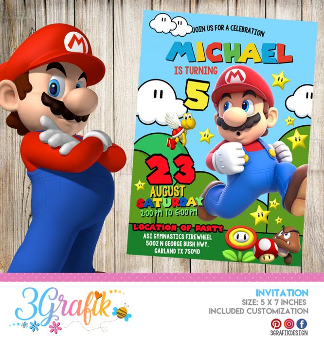 Super Mario Bros Invitation printable