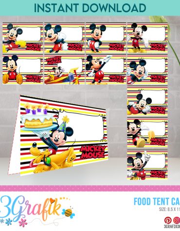 Mickey Mouse Food Tent Cards Printable