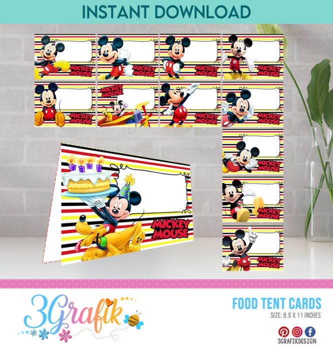 Mickey Mouse Food Tent Cards Printable