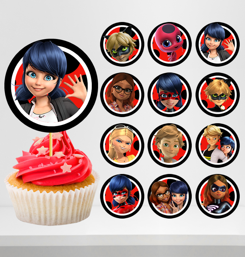 Miraculous Ladybug Cupcake Toppers