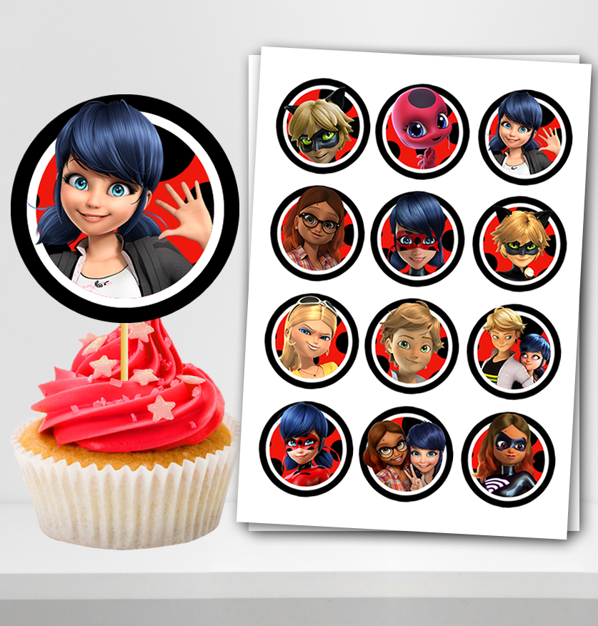 Miraculous Ladybug Cupcake Toppers