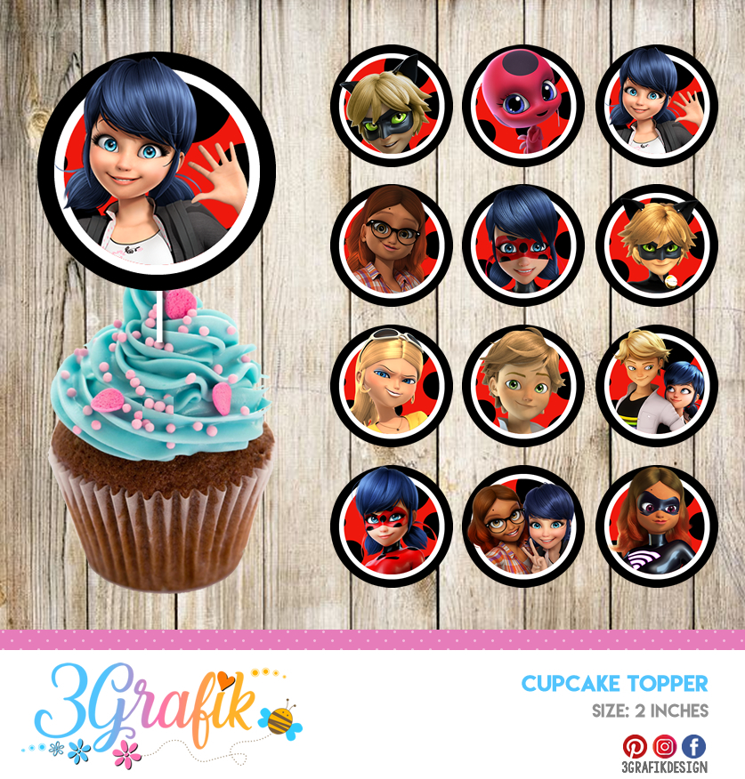 Miraculous Ladybug: Free Printable Cupcake Toppers and Wrappers. - Oh My  Fiesta! in english