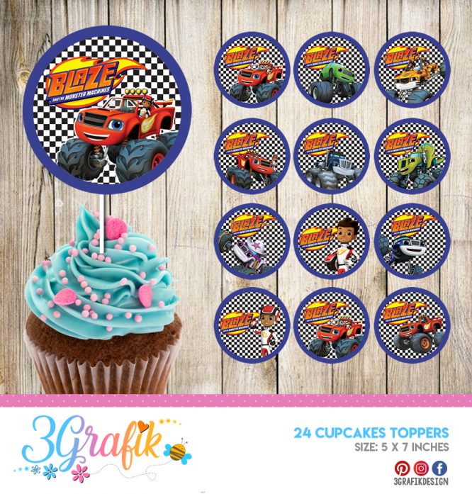 Blaze and the Monster Machines – Cupcakes Topper – Printable
