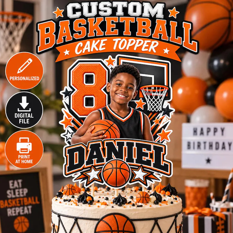 Basketball Birthday Cake Topper
