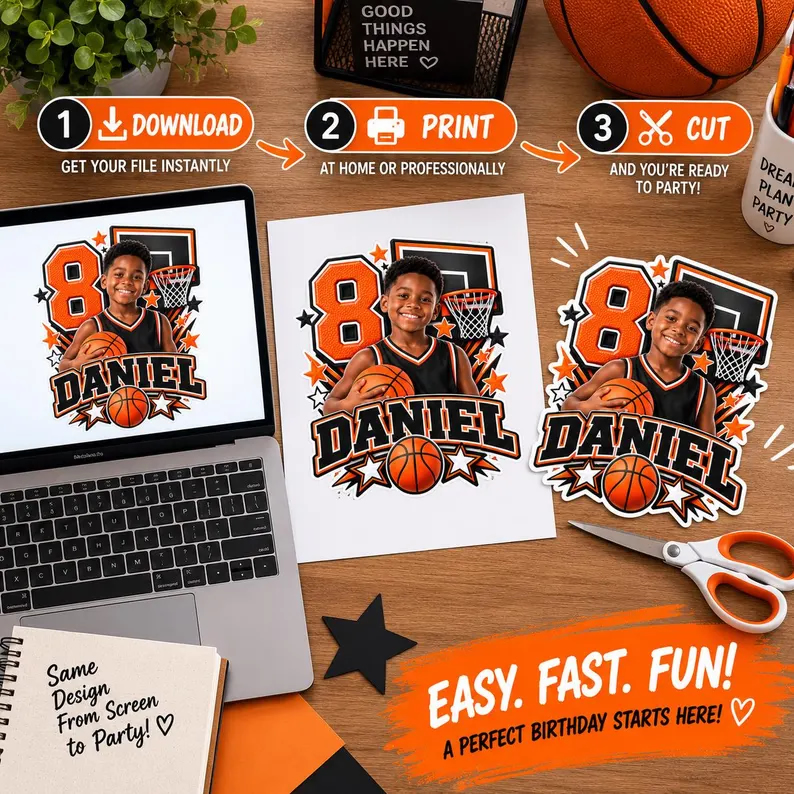 Basketball Birthday Cake Topper