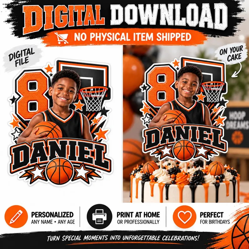 Basketball Birthday Cake Topper
