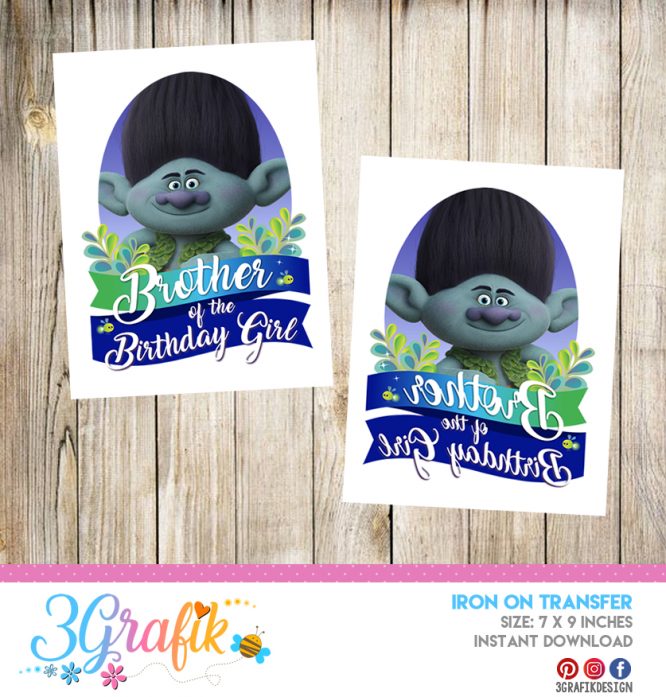 Trolls Brother – Iron on Transfer – Printable