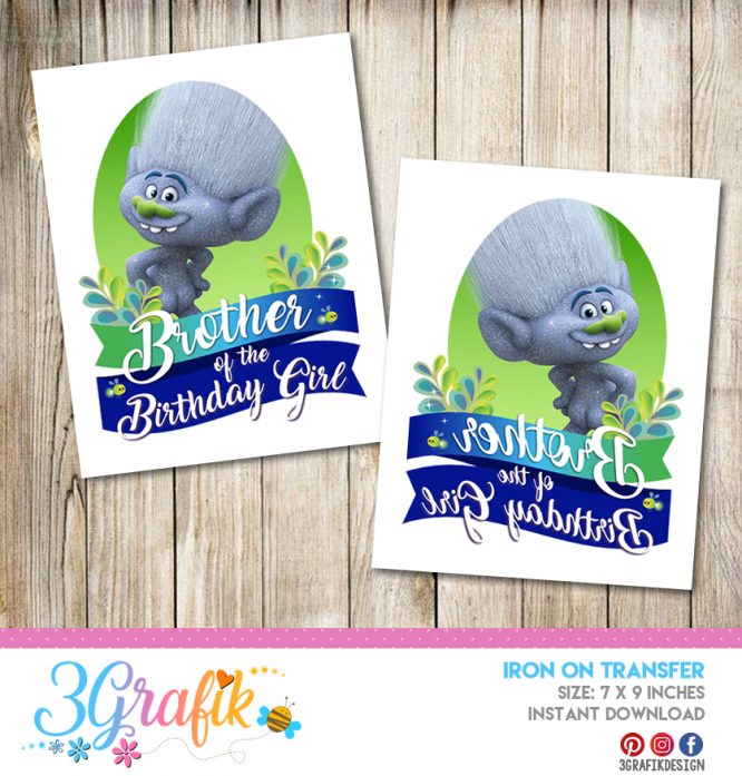 Trolls Brother – Iron on Transfer – Printable