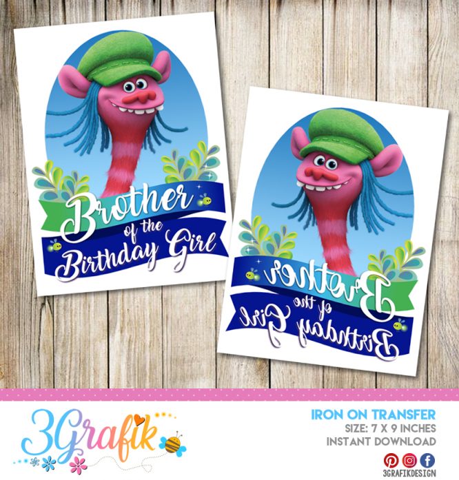 Trolls Brother – Iron on Transfer – Printable