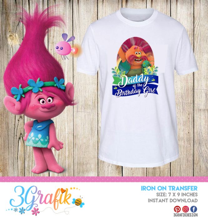 Trolls Daddy – Iron on Transfer – Printable