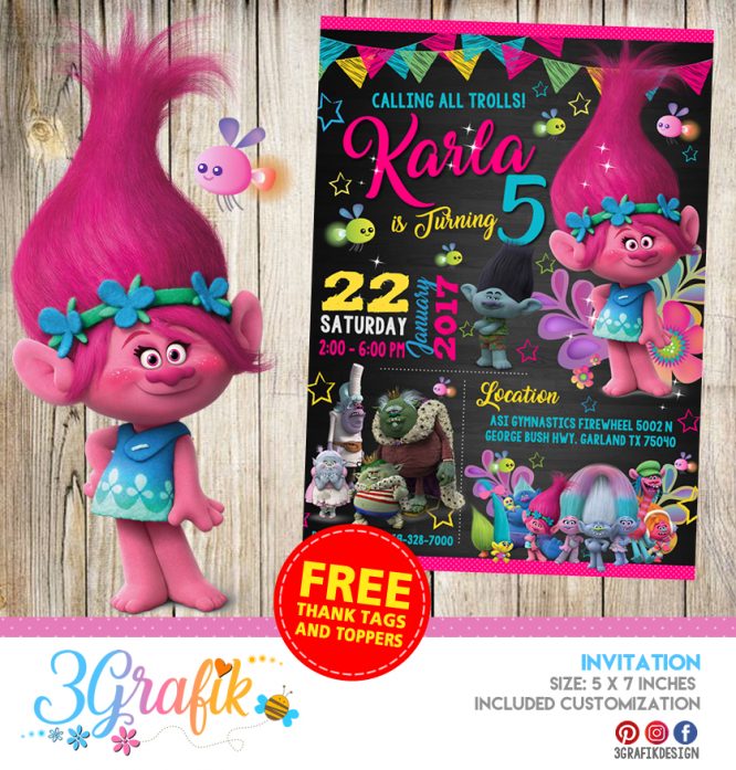 Trolls – Invitation – Printable
