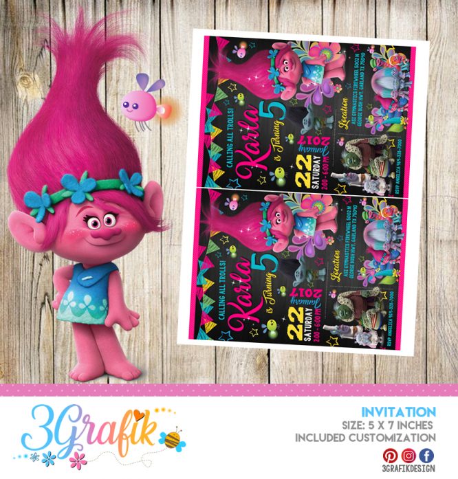 Trolls – Invitation – Printable