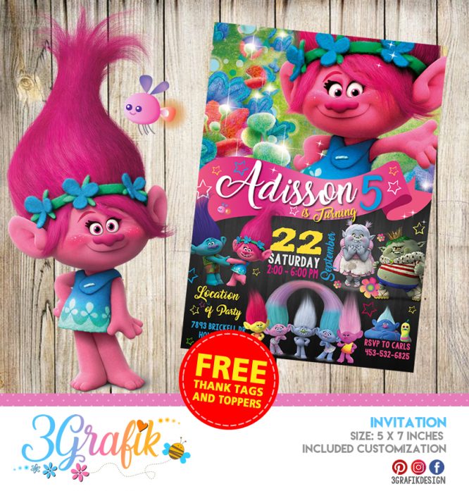 Trolls – Invitation – Printable