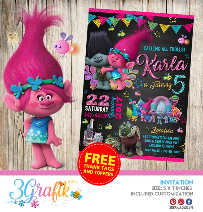 Trolls – Invitation – Printable
