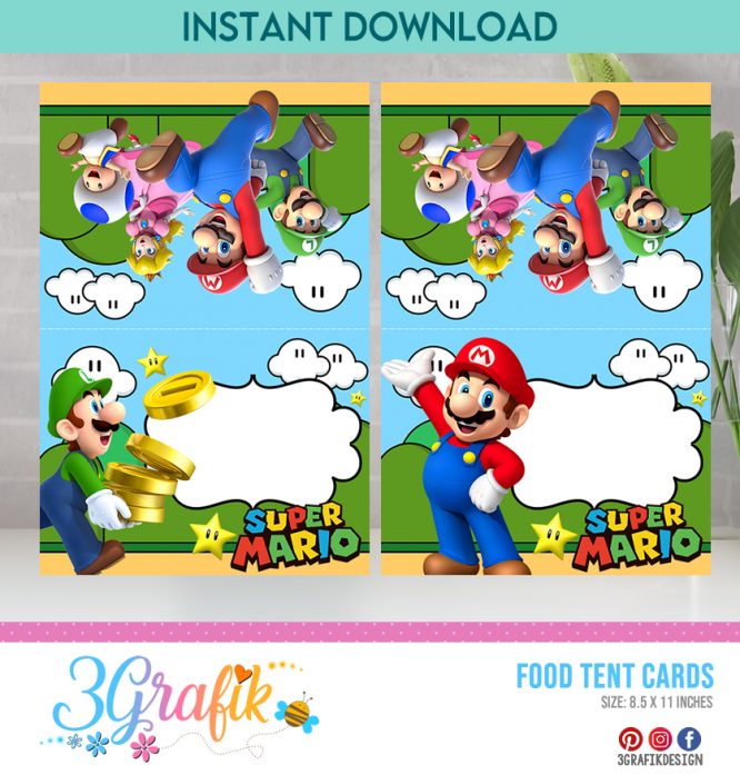 Super Mario Bros Food Tent Cards Printables