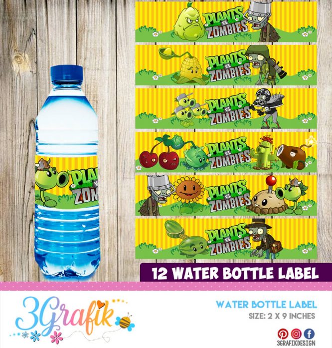 Plants Vs Zombies – Water Bottle Label – Printable