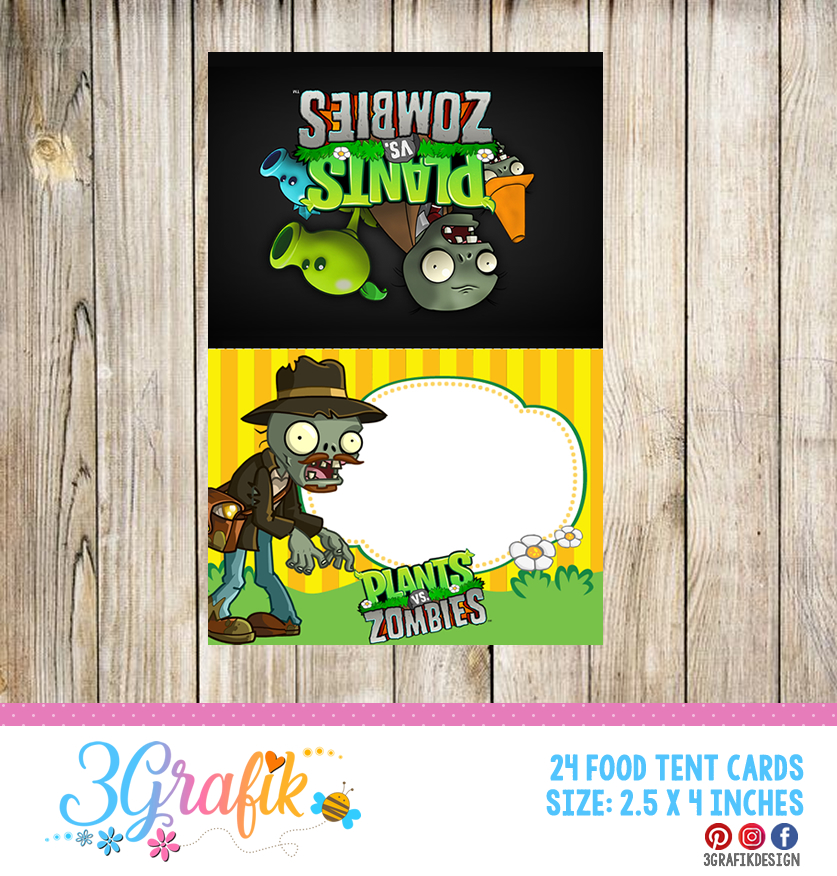 Plants vs Zombies: Free Printable Cards or Invitations.