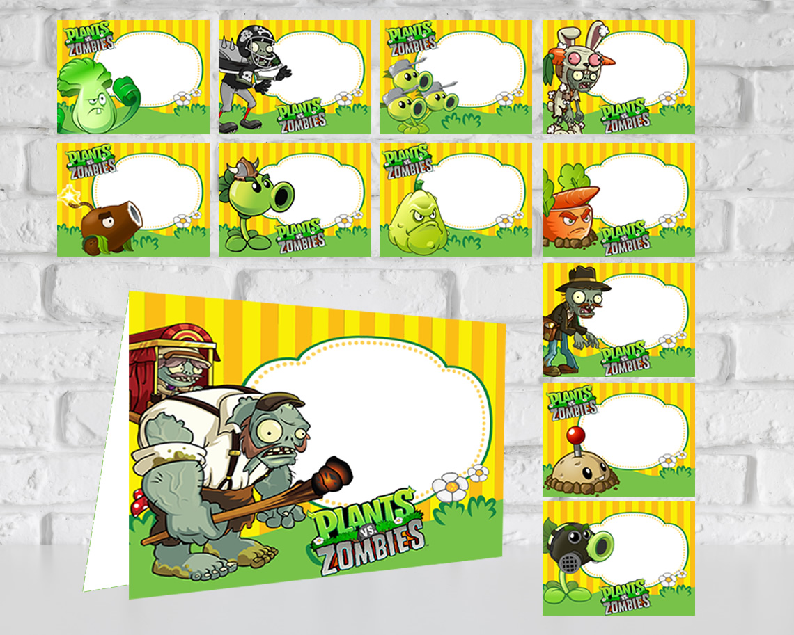 Plants vs. Zombies Food Tent Cards