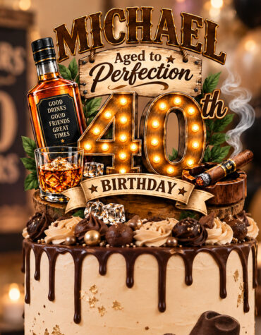 Personalized 40th Birthday Cake Topper – Custom Name Birthday Topper