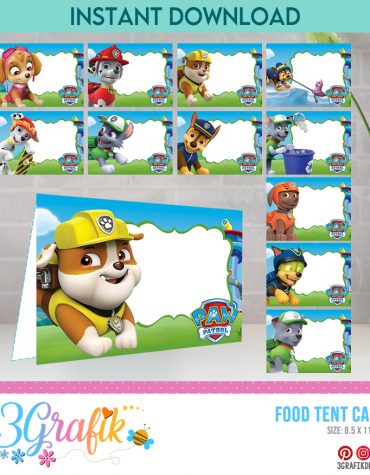 Paw Patrol Food Tent Cards Printable