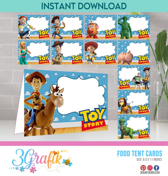 Toy Story Food Tent Cards