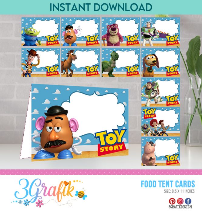 Toy Story Food Tent Cards