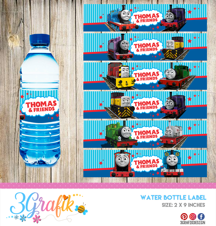 Thomas The Train – Water Bottle Label – Printable - 3Grafik