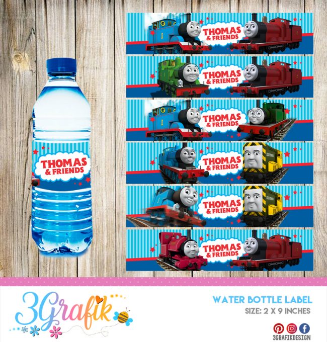 Thomas The Train – Water Bottle Label – Printable - 3Grafik