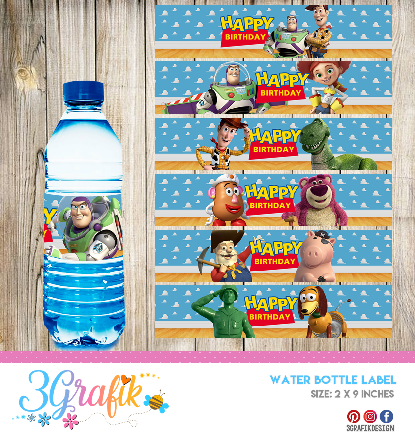 Toy Story – Water Bottle Label – Printable - 3Grafik
