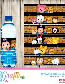 Tsum Tsum Halloween Water Bottle Label
